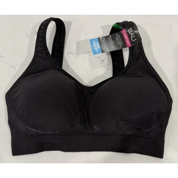 Bali Comfort Cool Comfort Flex Fit Wireless Bra Sz Large Hook & Eye Closure NWT - Picture 1 of 10